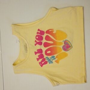 Goodie Two Sleeves Yellow Lennon & McCartney Lyrics Cropped Tank Top A26